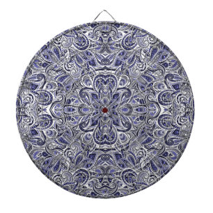 Cute blue white paisley patterns design dartboard