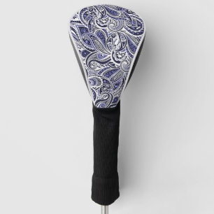Cute blue white paisley patterns design golf head cover