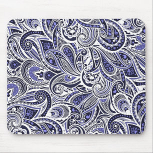 Cute blue white paisley patterns design mouse mat