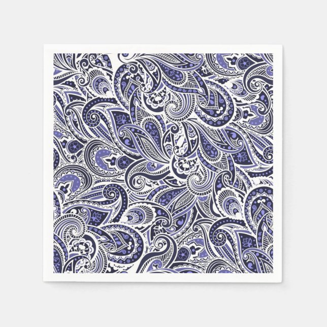Cute blue white paisley patterns design napkin (Front)