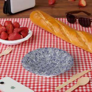 Cute blue white paisley patterns design paper plate