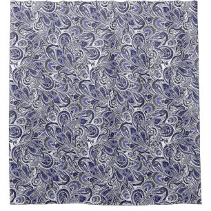 Cute blue white paisley patterns design shower curtain