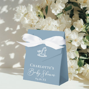 Cute Blue White Rocking Horse Baby Shower Favour Box