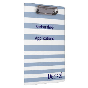 Cute Blue & White Stripe Barbershop Clipboard 