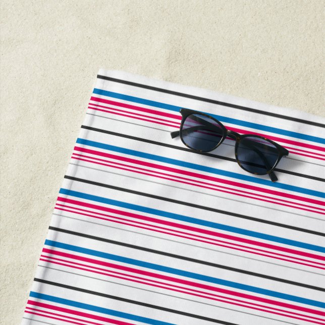 Cute blue white stripes beach towel (In Situ)
