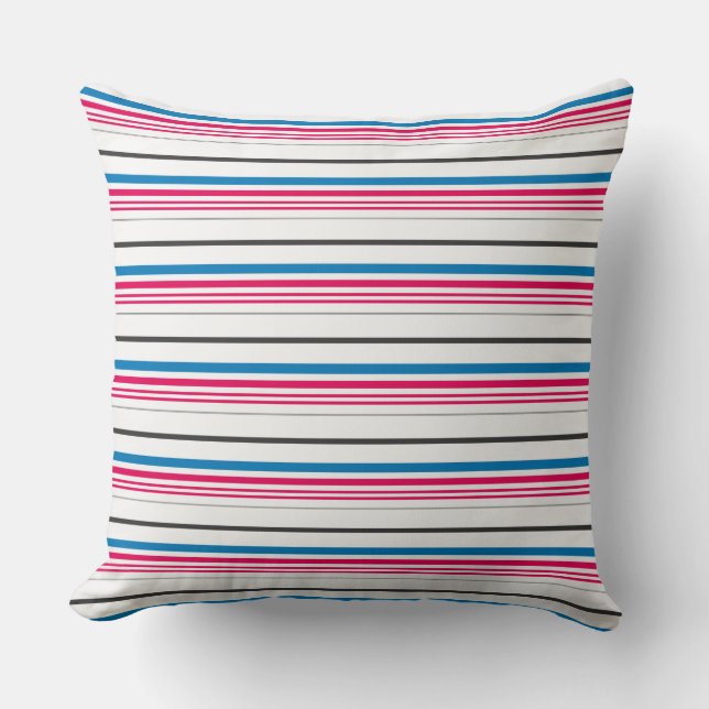 Cute blue white stripes cushion (Front)