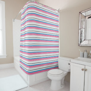 Cute blue white stripes shower curtain