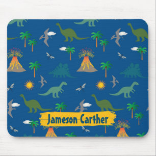 Cute Blue Wildlife Dinosaur Pattern Personalized Mouse Mat