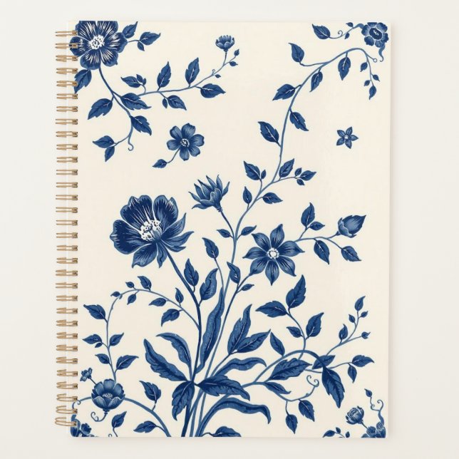 Cute Blue Willow China Print Planner (Front)