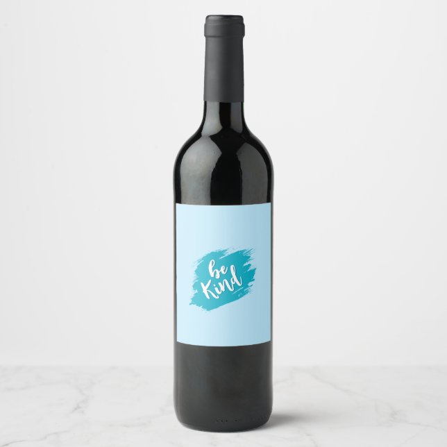 Cute Blue Wine Bottle Lable Label (Front)