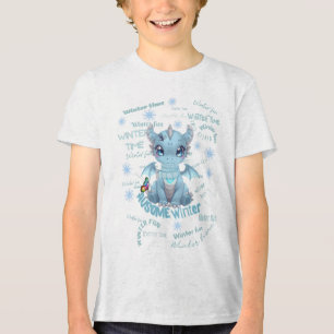 Cute Blue Winter Dragon – Magical Snowflake Tri-Blend Shirt