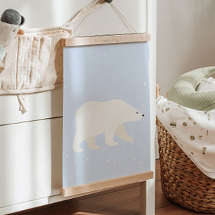 Cute Blue Winter Polar Bear Nursery Wall Decor Hanging Tapestry