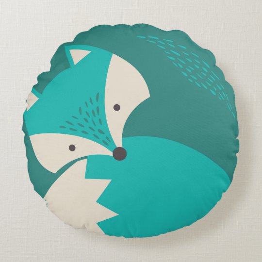 Cute Blue Wolf Cartoon Round Pillow For Kids Zazzle Co Uk