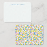 Cute Blue Yellow Floral Custom Name Gift Enclosure