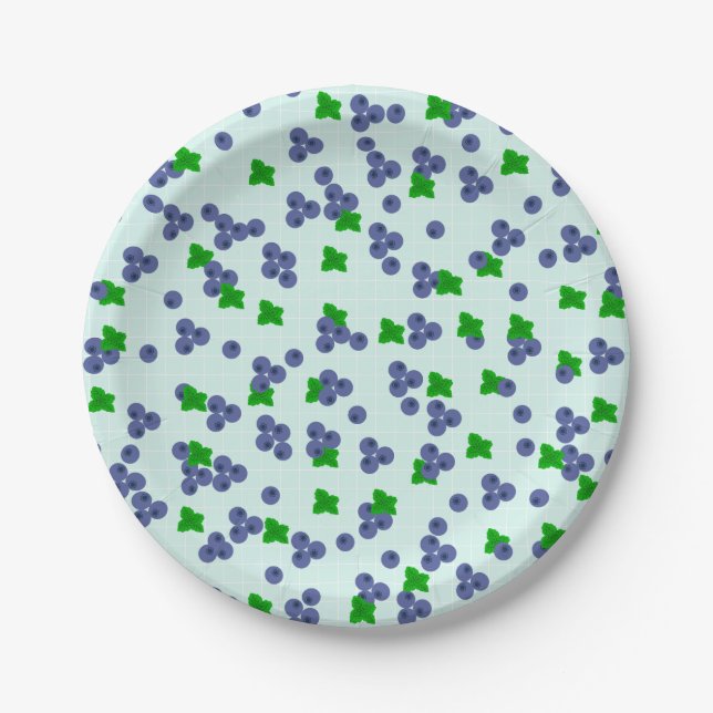 Cute Blueberries Paper Plates (Front)