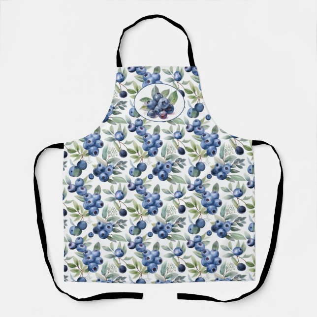 Cute Blueberries Watercolor  Apron (Front)