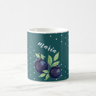 Cute Blueberries Watercolor Hand-painted Coffee Mug