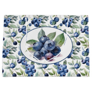 Cute Blueberries Watercolor Large Gift Bag