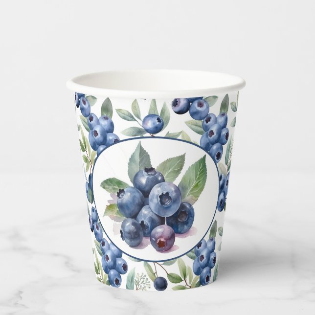 Cute Blueberries Watercolor Paper Cups (Front)