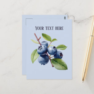 Cute blueberry add message fruit  postcard