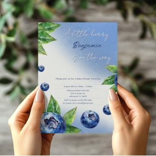 Cute Blueberry Baby Shower Invitation