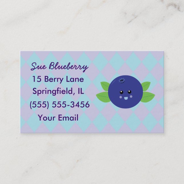Cute Blueberry Business Cards (Front)