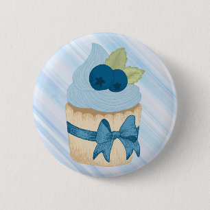Cute Blueberry Cupcake Birthday Celebration  6 Cm Round Badge
