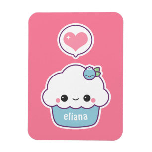 Cute Blueberry Cupcake Magnet