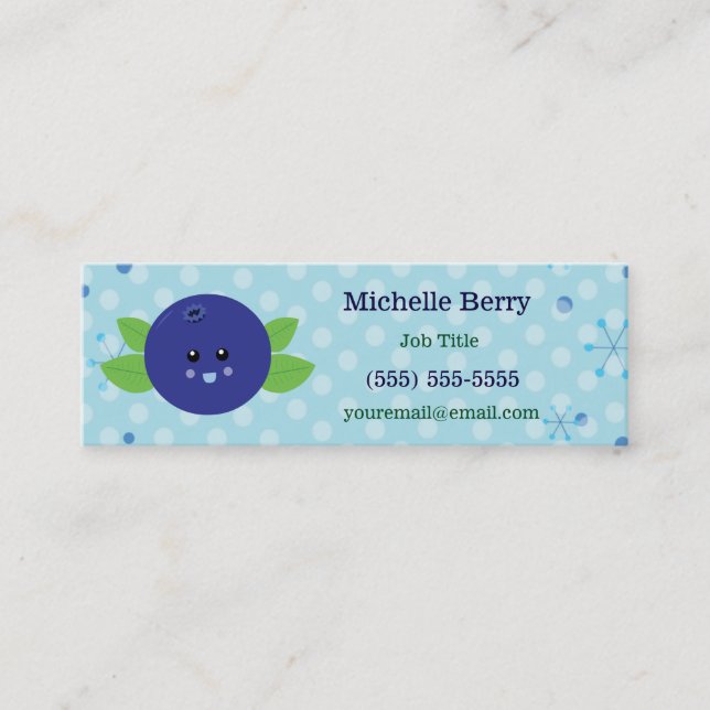 Cute Blueberry Mini Business Card (Front)