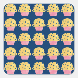 Cute Blueberry Muffin Design Stickers