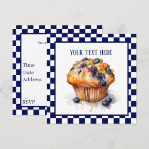 Cute blueberry muffin party invitation