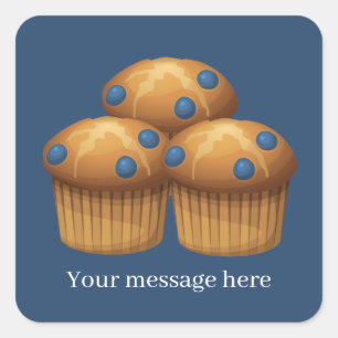 Cute blueberry Muffins add name message Square Sticker