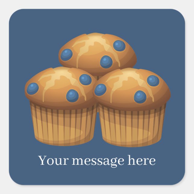 Cute blueberry Muffins add name message Square Sticker (Front)