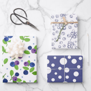 cute blueberry pattern party wrapping paper sheet