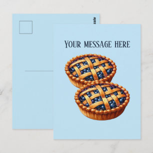 Cute Blueberry pie add message business name Postcard