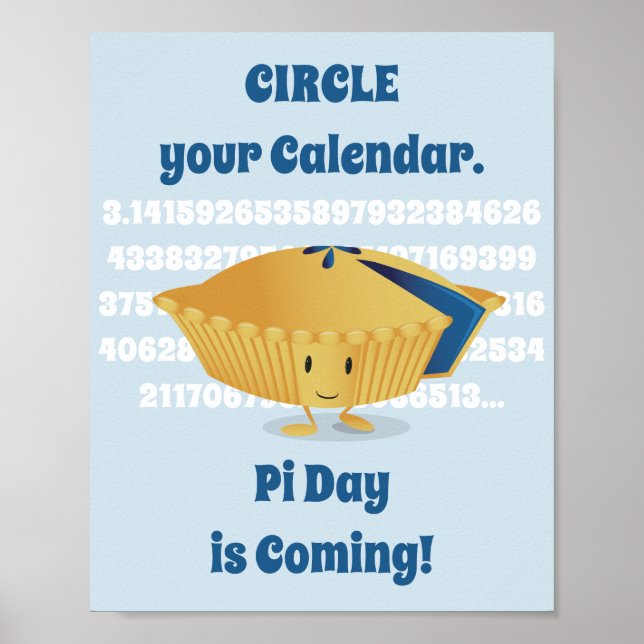Cute Blueberry Pie Pi Day Poster (Front)