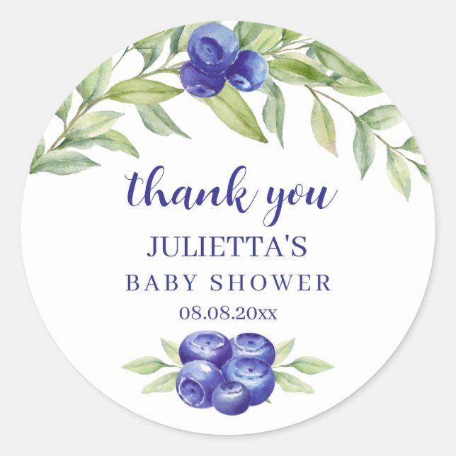 Cute Blueberry Thank You Sticker (Front)