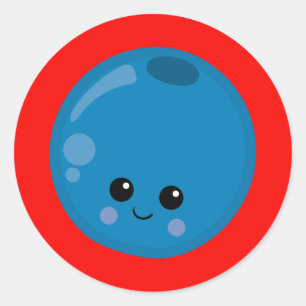 Cute Blueberry with red background Classic Round Sticker