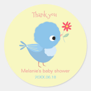 Cute Bluebird Baby Shower Birthday Party Favor Classic Round Sticker