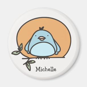 Cute Bluebird Illustration Personalised Name Magnet
