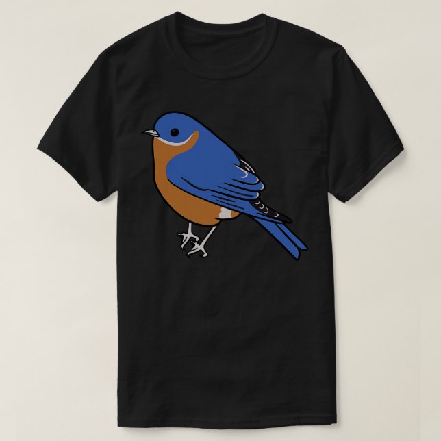 Cute Bluebird Illustration T-Shirt (Design Front)