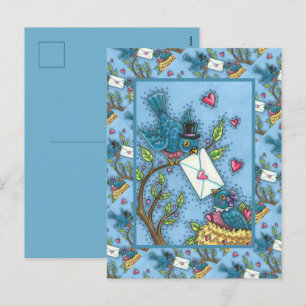 CUTE BLUEBIRD SWEETHEARTS, LOVE BIRD VALENTINE HOLIDAY POSTCARD