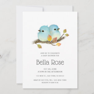 Cute Bluebirds Bird Baby Shower Invitation
