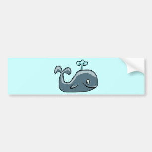 CUTE BLUEISH GREY GRAY WHALE CARTOON ANIMAL SEALI BUMPER STICKER
