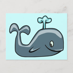 CUTE BLUEISH GREY GRAY WHALE CARTOON ANIMAL SEALI POSTCARD