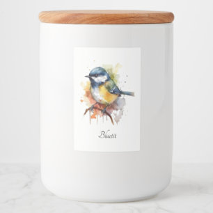 Cute Bluetit on a Branch, custom Food Label
