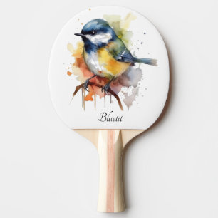 Cute Bluetit on a Branch, custom Ping Pong Paddle