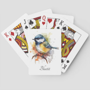 Cute Bluetit on a Branch, custom Playing Cards
