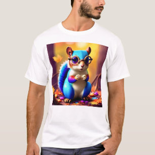 Cute Blur Squirrel with Glasses-46506 T-Shirt