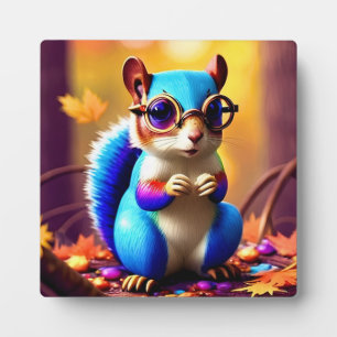 Cute Blur Squirrel with Glasses Plaque